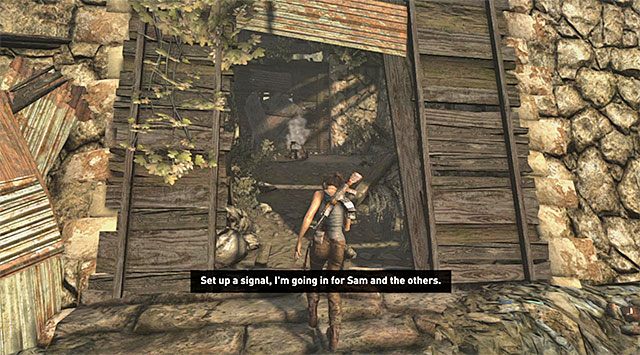 Zacznij od doskoczenia do znajdującej się na wprost od Ciebie półki - Przedostań się do twierdzy Solarii | 16 - Nikt nie zostanie z tyłu | Tomb Raider - Tomb Raider - poradnik do gry