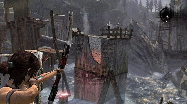 Wybierz z inwentarza pozyskany niedawno bloczkowy łuk - Dotrzyj do wraku okrętu Endurance (1) | 22 - Zaginiony | Solucja Tomb Raider - Tomb Raider - poradnik do gry