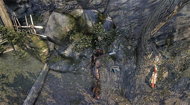 Wykonaj skok w stronę północno-wschodniej półki - Geoskrzynki (08 - 15) | Sekrety - Mountain Village (Wioska w górach) - Tomb Raider - poradnik do gry
