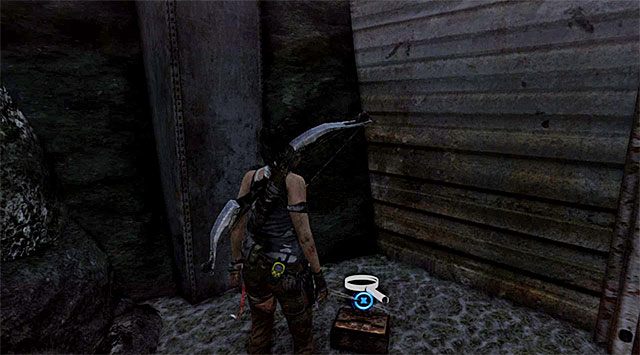 Po dotarciu do końcowej części tunelu rozejrzyj się za leżącą na ziemi skrzynką - Relikty | Sekrety - Cliffside Bunker | Sekrety Tomb Raider - Tomb Raider - poradnik do gry