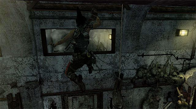 Po otwarciu drzwi wykonaj skok w stronę znajdującej się na wprost od Ciebie wnęki - Geoskrzynki | Sekrety - Research Base i Chasm Stronghold | Sekrety Tomb Raider - Tomb Raider - poradnik do gry