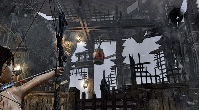 Skieruj się w lewo i wykonaj skok w stronę niewielkiej drabinki, tak by dotrzeć na wyższe piętro - Uratuj Sam porwaną przez Mathiasa (2) | 24 - Powrót | Solucja Tomb Raider - Tomb Raider - poradnik do gry