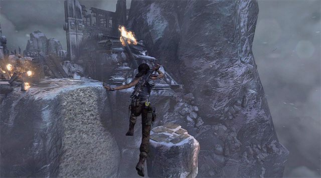 Skieruj się w stronę płomieni, co doprowadzi do wyświetlenia kolejnej scenki przerywnikowej - Uratuj Sam porwaną przez Mathiasa (2) | 24 - Powrót | Solucja Tomb Raider - Tomb Raider - poradnik do gry