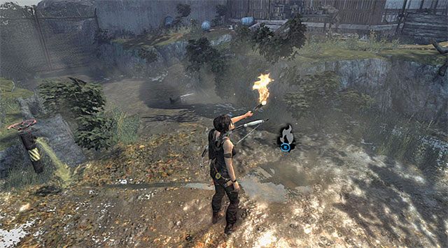 Rozpal pochodnię i powróć z nią do mijanych wcześniej zbiorników - Rozpal ognisko, by nadać sygnał wezwania pomocy | 8 - Wołanie o pomoc - Tomb Raider - poradnik do gry