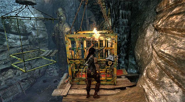 Powróć teraz do miejsca startu i popchnij znajdującą się po prawej stronie klatkę - Grobowiec Niegodnych | Opcjonalne grobowce - Mountain Village | Tomb Raider - Tomb Raider - poradnik do gry