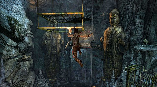 Ponownie ustaw się przy platformie, przy której zwisały wcześniej kokony - Grobowiec Niegodnych | Opcjonalne grobowce - Mountain Village | Tomb Raider - Tomb Raider - poradnik do gry