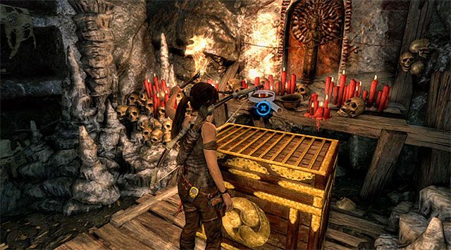 Zbadaj ten obszar, docierając do dużej skrzyni, którą należy naturalnie otworzyć - Grobowiec Niegodnych | Opcjonalne grobowce - Mountain Village | Tomb Raider - Tomb Raider - poradnik do gry