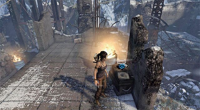 Zjedź po linie, lądując na dachu wymaganego budynku - Geoskrzynki; Mapy skarbów | Sekrety - Base Exterior (Okolice bazy) | Tomb Raider - Tomb Raider - poradnik do gry