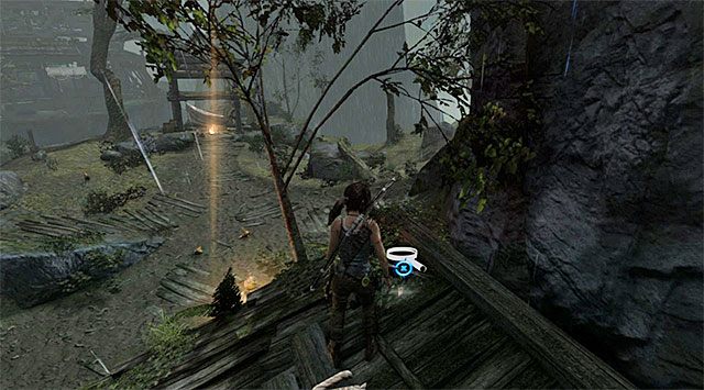 Obróć się w lewo i wykonaj skok w stronę nowej chatki - Geoskrzynki (01 - 07) | Sekrety - Mountain Village (Wioska w górach) - Tomb Raider - poradnik do gry