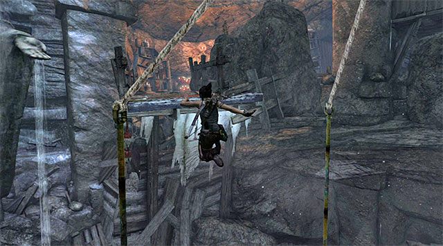 Szybko obróć się w lewo i wykonaj drugi skok, tym razem z zamiarem złapania się nowej skalnej półki - Studnia Łez | Opcjonalne grobowce - Shantytown i Summit Forest | Tomb Raider - Tomb Raider - poradnik do gry