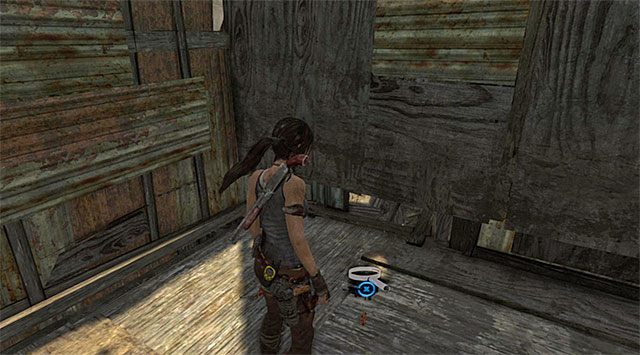 Wejdź do budynku i zabierz pojemnik z podłogi (nagroda: 5 punktów doświadczenia) - Składziki GPS (01 - 07) | Sekrety - Shantytown (Miasto ubogich) | Tomb Raider - Tomb Raider - poradnik do gry