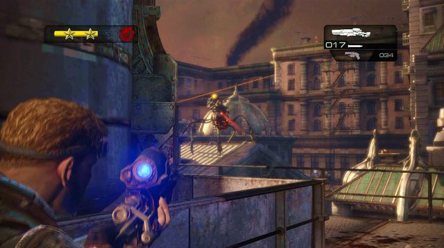 Kiedy będziesz próbować przejść do następnego budynku, nadleci Rozrywacz - Dachy przy ulicy State - Przedmieścia Halvo Bay - Gears of War: Judgment - poradnik do gry