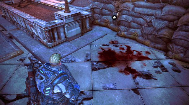 Na lewo od punktu prowadzącego do następnej sekcji, znajdują się schody, z których skorzystaj - Schody - Budynek sądu - Gears of War: Judgment - poradnik do gry