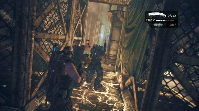 Po dotarciu do wskazanego miejsca, podnieś osłonę, za którą znajdują się maski - Ślepy zaułek - Pokłosie - Gears of War: Judgment - poradnik do gry