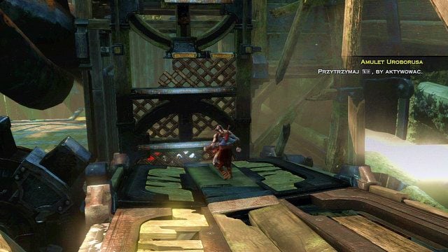 Przebiegnij na koniec pomostu i wskocz na ściankę zanim runiesz w przepaść - Centaury i noga Apollona | God of War Wstąpienie - God of War: Ascension - poradnik do gry