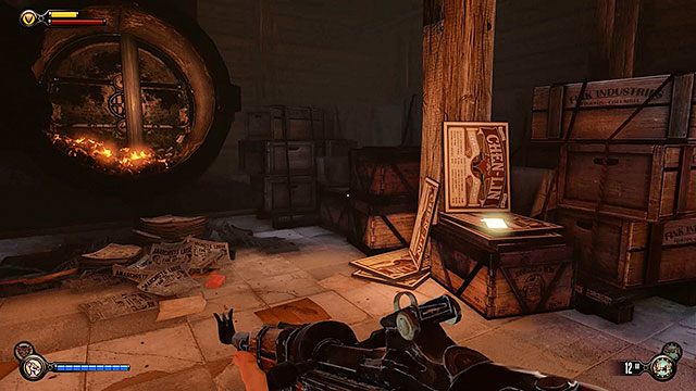 Po drugiej stronie drzwi znajduje się pomieszczenie z przedmiotami do utylizacji - Znajdź celę Chen Lina | Rozdział 18 - Klub Dobre Czasy | BioShock Infinite - BioShock: Infinite - poradnik do gry