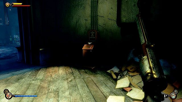Po rozprawieniu się z przeciwnikami, wejdź po schodach na następne piętro i skręć ciemnym korytarzem w lewo - Idź do biura dyrektora | Rozdział 33 - Atrium | BioShock Infinite - BioShock: Infinite - poradnik do gry