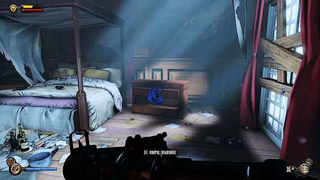 Gondola na Wyspę Pomnika, za komodą stojącą obok łóżka w opuszczonym mieszkaniu okupowanym przez policję - Rozdziały 4-5 | Wyposażenie | BioShock Infinite - BioShock: Infinite - poradnik do gry