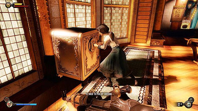 W pomieszczeniu na przeciwko windy (na niższym piętrze Centrum) znajdziesz zamknięty sejf - Sejfy i zamknięte drzwi | Wytrychy | BioShock Infinite - BioShock: Infinite - poradnik do gry