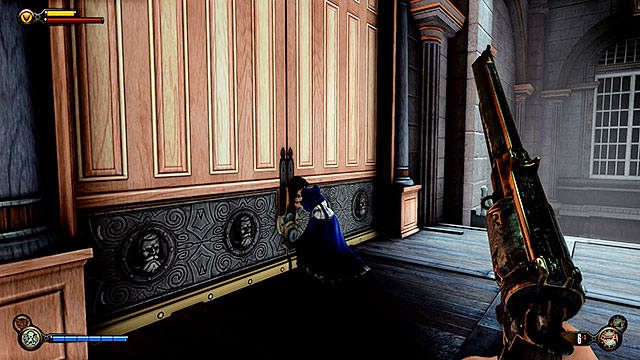 Po walce na placu przed Bankiem Proroka, wskocz na balkon po lewej stronie - Sejfy i zamknięte drzwi | Wytrychy | BioShock Infinite - BioShock: Infinite - poradnik do gry