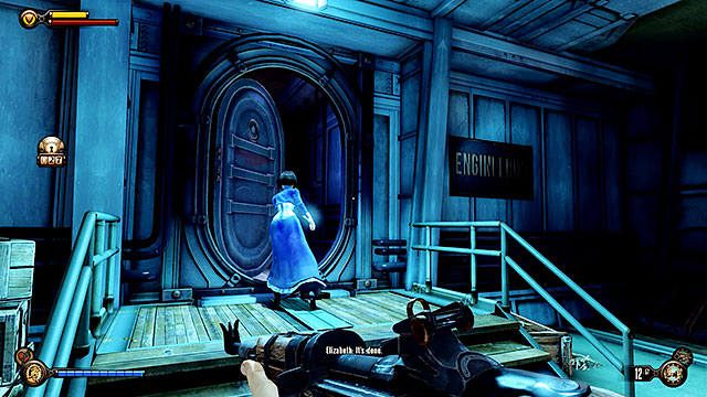 Naprzeciwko schodów prowadzących na mostek trafisz na zamknięte pomieszczenie inżynieryjne - Sejfy i zamknięte drzwi | Wytrychy | BioShock Infinite - BioShock: Infinite - poradnik do gry