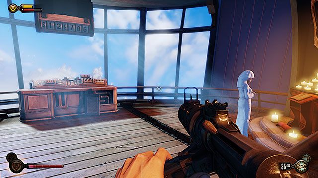 Po wejściu do kabiny pilota, dokładnie ją przeszukaj zanim chwycisz za stery - Wejdź na pokład sterowca Comstocka | Rozdział 5 - Brama Wyspy Pomnika - BioShock: Infinite - poradnik do gry