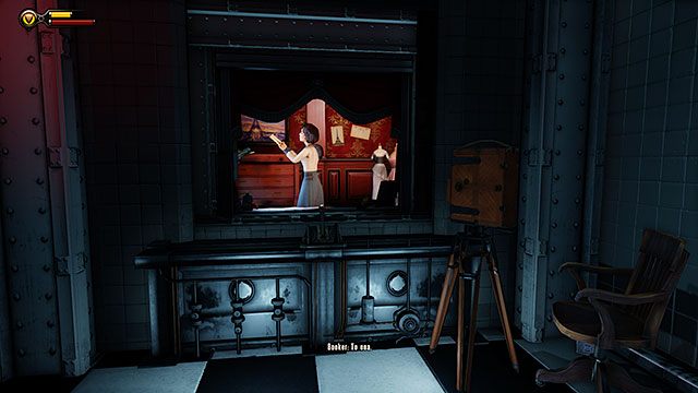 W Pomieszczenia obserwacji obiektów Nr 2 pociągnij za dźwignię, aby po raz pierwszy ujrzeć Elizabeth - Znajdź dziewczynę | Rozdział 6 - Wieża Pomnika | BioShock Infinite - BioShock: Infinite - poradnik do gry