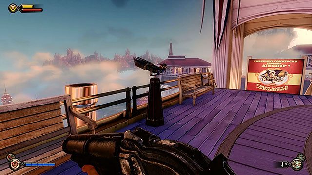 Na górnej stacji, przed samym wejściem umiejscowiony jest Punkt Widokowy #14: Teleskop - Ścigaj Elizabeth | Rozdział 7 - Zatoka okrętów | BioShock Infinite - BioShock: Infinite - poradnik do gry