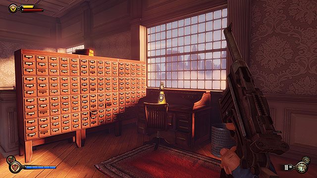 Pawilon powitalny Żołnierskiego Pola, na biurku pod oknem w biurze ochrony, do którego musisz się włamać - Rozdziały 6, 7, 8 | Infuzje | BioShock Infinite - BioShock: Infinite - poradnik do gry