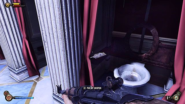 Pawilon Patrioty, w toalecie na lewo od zepsutego automatu - Rozdział 8 | Wytrychy | BioShock Infinite - BioShock: Infinite - poradnik do gry
