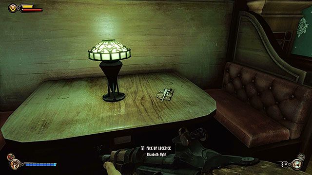 Żołnierskie Pole, stolik przy wejściu do baru Fellow Traveller - Rozdział 8 | Wytrychy | BioShock Infinite - BioShock: Infinite - poradnik do gry