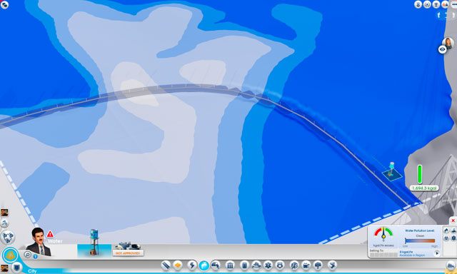 Kiedy ustawiliśmy już podstawowe strefy, ale upływ czasu nie został jeszcze włączony, powinniśmy zbudować pierwszą wieżę ciśnień [Water Tower] przy zasobach wody (screen powyżej) a następnie zdecydować się na którąś z elektrowni (patrz rozdział: Energia) - Jak zacząć? | Podstawy rozgrywki w SimCity - SimCity - poradnik do gry