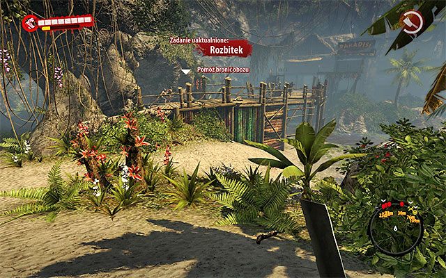 Skręć na północny-zachód, a następnie ponownie skieruj się na północ - Wejdź do obozu i pomóż go bronić | Rozdział 1 - Rozbitek | Dead Island Riptide - Dead Island Riptide - poradnik do gry
