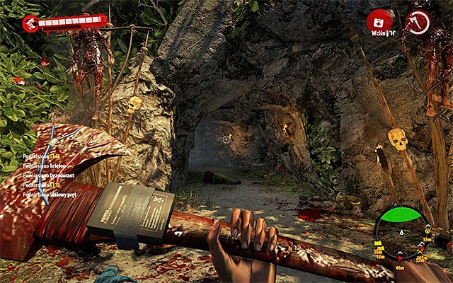 Po zbliżeniu się do czerwonej chorągiewki gra oznaczy północną jaskinię do zbadania - Zbierz korę chinowca dla Hadisi | Rozdział 3 - Zasoby naturalne - Dead Island Riptide - poradnik do gry