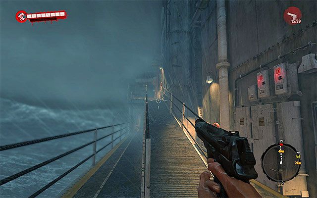 Udaj się w stronę lewej bramki i wybierz pomost prowadzący na wyższy pokład - Dotrzyj na mostek i do centrum dowodzenia | Prolog - Sztorm Dead Island Riptide - Dead Island Riptide - poradnik do gry
