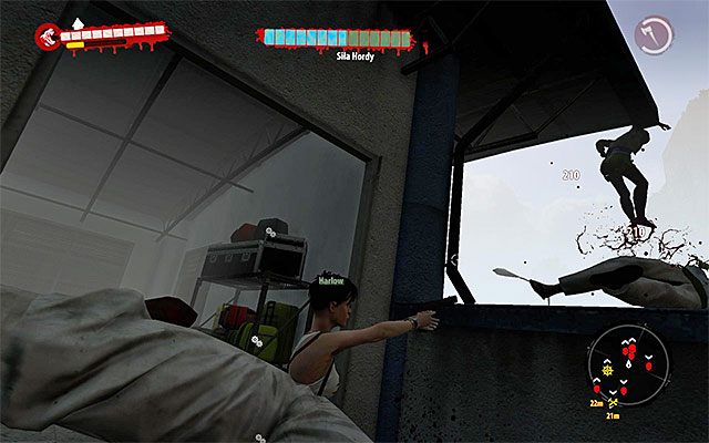 Po awansowaniu do trzeciej części walk zostaniesz dość nieprzyjemnie zaskoczony, albowiem zombiaki zaczną przedostawać się do obozowiska od strony pokazanego na powyższym screenie dachu - Przetrwaj do przybycia promu - Rozdział 7 - Oblężenie terminalu - Dead Island Riptide - poradnik do gry