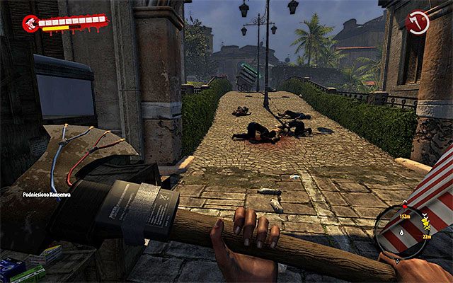 Ruszaj na północ, eliminując napotykane po drodze pojedyncze zombiaki (szwendacze i zarażeni) - Znajdź budynek kina | Rozdział 8 - Nowy w mieście | Dead Island Riptide - Dead Island Riptide - poradnik do gry