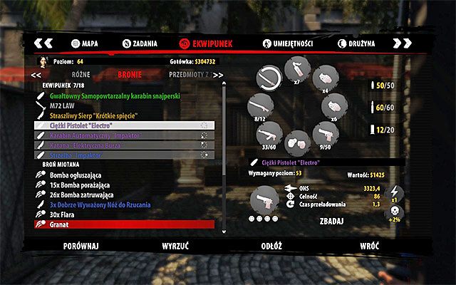 W Dead Island Riptide zachowany został kolorystyczny podział przedmiotów (bronie, projekty, surowce) odnoszący się do ich jakości - kolory szary i biały symbolizują najsłabsze przedmioty, a kolejno mamy kolory zielony, niebieski, fiolety i pomarańczowy - Rozwój postaci i jej wyposażenie | Sterowanie w Dead Island Riptide - Dead Island Riptide - poradnik do gry