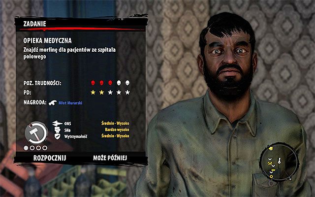 Szansa na rozpoczęcie tego pobocznego zadania pojawia się po zaliczeniu opcjonalnej misji Ciemność, czyli po przywróceniu dostaw prądu do Szpitala polowego na życzenie Cecila - Opieka medyczna | Poboczne zadania - Henderson | Dead Island Riptide - Dead Island Riptide - poradnik do gry