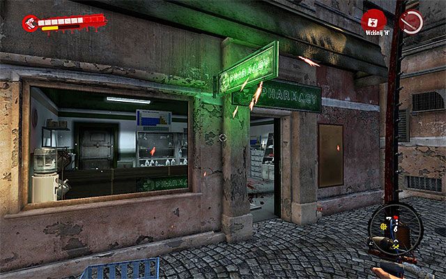 Aktualny cel podróży to apteka znajdująca się na południowy-zachód od szpitala, pomiędzy Zakażonym składem i Apartamentem Georgea Serero - Opieka medyczna | Poboczne zadania - Henderson | Dead Island Riptide - Dead Island Riptide - poradnik do gry
