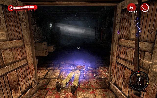 Powróć na górę i podejdź do mijanych wcześniej drzwi, przez które próbowały się przebić zombiaki - Znajdź zejście na niższe piętro | Rozdział 11 - Katastrofa | Dead Island Riptide - Dead Island Riptide - poradnik do gry