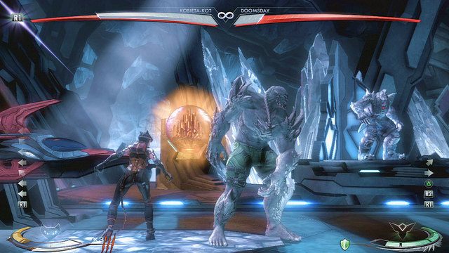 Na lewym krańcu areny znajduje się pojazd - Injustice: Forteca Samotności - arena - Injustice Gods Among Us - poradnik do gry