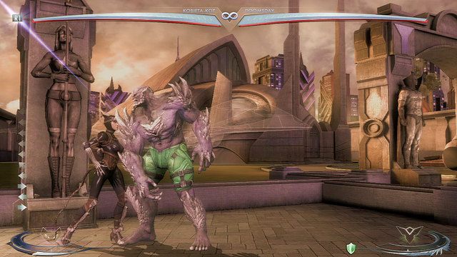 Na lewym krańcu areny znajduje się posąg - Injustice: Sala Sprawiedliwości - arena - Injustice Gods Among Us - poradnik do gry