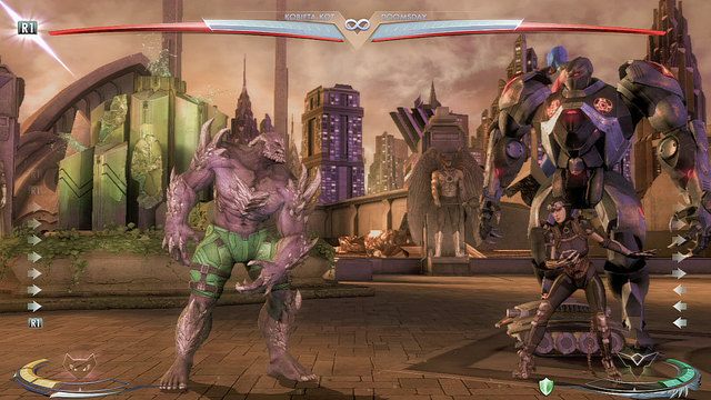 Na prawym krańcu areny stoi robot - Injustice: Sala Sprawiedliwości - arena - Injustice Gods Among Us - poradnik do gry