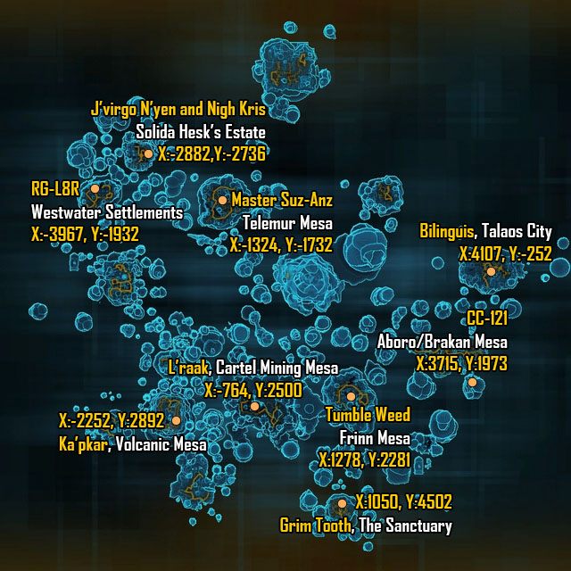 Mapa (wraz z koordynatami) wrogów wymaganych do osiągnięcia Monsters of Makeb - Mapa potworów (Monsters of Makeb) - Co nowego w Rise of the Hutt Cartel? - Star Wars: The Old Republic - The Rise of the Hutt Cartel - poradnik do gry