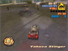 Gdy ją zniszczysz, jedź na południe cały czas, w międzyczasie na mapie powinny pojawić się trzy, ale ty nie zatrzymuj się , tylko jedź na południe, a potem w lewo - obok dziwnego pomnika (była tam paczka) jest budka - 14 - Asuka | Grand Theft Auto 3 - Grand Theft Auto 3 - poradnik do gry