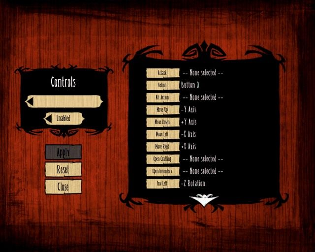 Tak wygląda ekran wyboru sterowania. - Dont Starve: Six Feet Under - Dont Starve - poradnik do gry