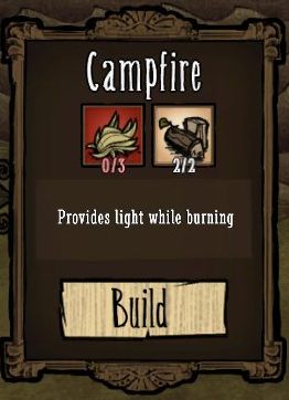 Twoim kolejnym celem jest zdobycie materiałów na małe ognisko (Campfire) - Dont Starve: Dzień pierwszy | Początek przygody - Dont Starve - poradnik do gry