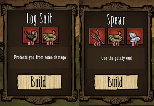 Żeby bez problemu pokonać przeciwników, warto uzbroić się we włócznie (Spear) oraz drewniany pancerz (Log Suit) - Dont Starve: Obrona obozu - Dont Starve - poradnik do gry