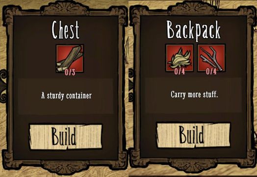 Służą do tego plecak (Backpack) oraz skrzynia (Chest) - Dont Starve: Rozbudowa obozu - Dont Starve - poradnik do gry